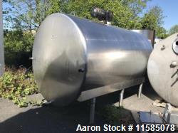 Used-2000 Gallon (approximately) Horizontal Stainless Steel Mix Tank