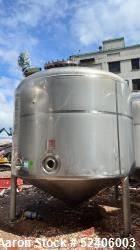 Used-Falco Stainless Steel Equipment Jacketed Pressure Tank, Approximate 4000 Ga