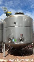 Used-Falco Stainless Steel Equipment Jacketed Pressure Tank, Approximate 4000 Ga