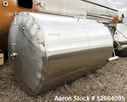 Used- Practical Fusion Tank, Approximately 1,500 Gallon, 304 Stainless Steel, Vertical. Approximate 72" diameter x 96" strai...
