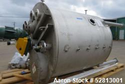 Used- Tank, 1,500 Gallon, 316 Stainless steel, Vertical. Flat top, Dish bottom. Approximately 84" diameter x 73" straight si...