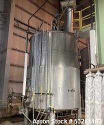 Used Approximate 4750 gallon Stainless Steel Agitated Tank With 5 HP Centrifugal Pump, V-4781. Top entering agitator (HP unk...