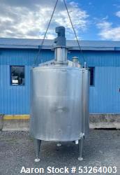 1720 Gallon Jacketed, 316 Stainless Steel Tank with 10HP Mixer.