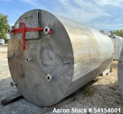 Used – 3,800 Gallon Stainless Steel Vertical Storage Tank – 316 SS, Flat Top, Dish Bottom