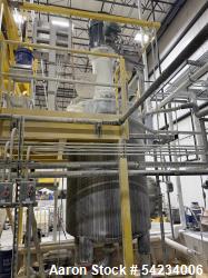 Used Tank,  1,000  Gallon, Stainless steel.  Top mounted Morehouse Cowles Agitator. 100 HP motor. Saw tooth blade agitator.