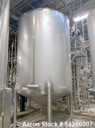  Stainless Steel Jacketed Tank, Approximate 2,500 Gallon.  Vertical, dish top, cone bottom, center b...