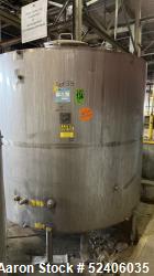 Used-Industries D'Acler Tank, Approximate 6625 Liter (1750 Gallon), 304 Stainless Steel, Vertical. Approximate 78" diameter ...