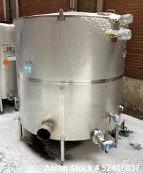 Used-Industries D'Acler Tank, Approximate 6625 Liter (1750 Gallon), 304 Stainless Steel, Vertical. Approximate 78" diameter ...