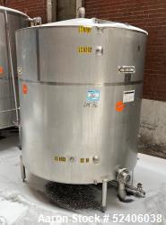 Used-Industries D'Acler Tank, Approximate 4730 Liter (1249 Gallon), 316 Stainless Steel, Vertical. Approximate 72" diameter ...