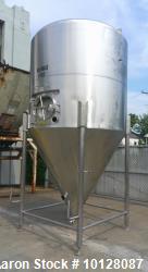 Used 2,000 Gallon JV Northwest Stainless Steel Jacketed Vertical Tank – Cone Bottom, Tri-Clamp Fittings