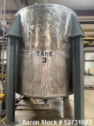 Used-Tank, Perry Products, 3,000 Gallon Stainless steel, Type VD,  Vertical. Approximately 8' diameter x 8' straight side.  ...