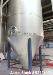 Used-Santa Rosa Approx. 125 BBL Beer fermentor. Jacketed Storage Tank. Approx. 3300 Gallon Capacity. Stainless Steel. Vertic...