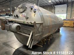 Used 4,500 Gallon T316L Stainless Steel Jacketed Mix Tank with Agitator – 15 HP Nord Drive