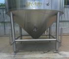 Used 2,000 Gallon SS Vertical Jacketed Tank – Cone Bottom, Dished Top, Manway, Modern Brewing