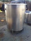 Used- 450 Gallon Sanitary Stainless Steel Tank. 4' diameter x 4'10