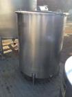 Used- 450 Gallon Sanitary Stainless Steel Tank. 4' diameter x 4'10