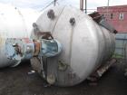 Used- 4500 Gallon Agitated Tank. 316 stainless steel construction. Approximately 8' diameter x 11' straight side, dish top a...