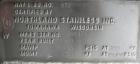 Used Northland Stainless pressure tank, 4800 gallon, 316 stainless steel, vertical. 101 1/2
