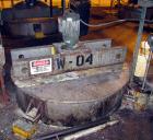 Used Mix Tank, 1,000 Gallon, Stainless Steel. Open top with hinged cover, dish bottom.  5' diameter x 74