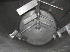 Used Mix Tank, 1,000 Gallon, Stainless Steel. Open top with hinged cover, dish bottom.  5' diameter x 74