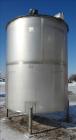 Used- Bright Sheet Metal Tank, Approximately 4,000 Gallon, 304 Stainless Steel, 