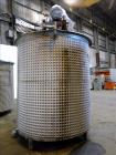 Used- Mixing Tank, Approximate 2,000 Gallon, 304 Stainless Steel, Vertical.