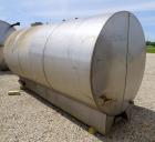 Used Tank, Approximate 2400 Gallon, Stainless Steel, Horizontal.