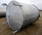 Used- Bright Sheet Metal Tank, Approximately 3,000 Gallon, 304 Stainless Steel