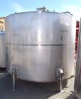 Used- Tank, Approximate 3500 Gallon, Stainless Steel, Vertical. 