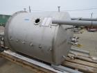 Used- Tank, 1,500 Gallon, 316 Stainless steel, Vertical. Flat top, Dish bottom. Approximately 84