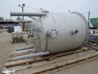 Used- Tank, 1,500 Gallon, 316 Stainless steel, Vertical. Flat top, Dish bottom. Approximately 84