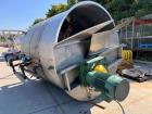 Used 3,000 Gallon 316 Stainless Steel Agitated Dimple Jacketed Mix Tank. Vessel measures 8' diameter X 8' straight side with slight cone bottom leading to 3