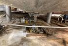Used Approximate 4750 gallon Stainless Steel Agitated Tank With 5 HP Centrifugal Pump, V-4781. Top entering agitator (HP unknown). Cone bottom with center bottom outlet. Side bottom manway.
