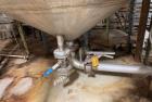 Used Approximate 4000 gallon Stainless Steel Storage Tank With 7.5 HP Centrifugal Pump, V-4782.  Misc. top inlets. Cone bottom with center bottom outlet. Bottom side manway. With 7.5 HP stainless ste...