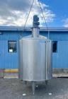 1720 Gallon Jacketed, 316 Stainless Steel Tank with 10HP Mixer.