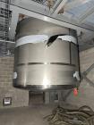 Used ICCNW Single wall 316 stainless steel mixing tank, 99IN. diameter x 11FT high, 4,605 gallon capacity, (TK 224 / 26819), 4 blade agitator with 5HP drive, mounted on (2) load cells (only 2/4 insta...
