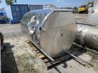 Used A&B Process 1,000 Gallon Sanitary Stainless Steel Vertical Tank | Flat Top | Sloped Bottom | Built 2011