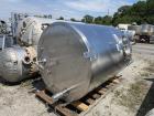 Used A&B Process 1,000 Gallon Sanitary Stainless Steel Vertical Tank | Flat Top | Sloped Bottom | Built 2011