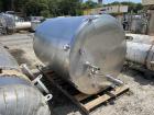Used A&B Process 1,000 Gallon Sanitary Stainless Steel Vertical Tank | Flat Top | Sloped Bottom | Built 2011