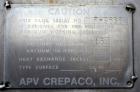 Used APV Crepaco Tank, 1500 Gallon, 304 Stainless Steel, Vertical. Approximate 84