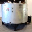 Used Acme Industrial Equipment Tank, 2200 Gallon, 304 Stainless Steel, Vertical. Approximately 104” diameter x 58” straight side, coned top and bottom. Bottom side entering agitator with a 3 blade pr...