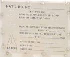 USED:Apache stainless pressure tank, 1000 gallon, 316 stainless steel, vertical. 66