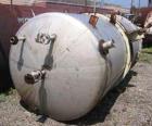USED:Stainless steel mix tank, 1400 gallon, 5' diameter x 9' straightside. Top entering, 3/4 hp Cleveland mixer with dual marine props,four (4) baffles, two (2) turns of internal coil, lug mounted,Bl...