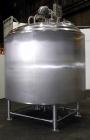 Used Crepaco Processor Kettle, 2500 Gallon, 304 Stainless Steel, Vertical. 96’’ Diameter x 76’’ straight side, dished top, coned bottom. 36’’ Section (75 square feet) on side wall, and 29 square feet...