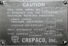 Used Crepaco Processor Kettle, 2500 Gallon, 304 Stainless Steel, Vertical. 96’’ Diameter x 76’’ straight side, dished top, coned bottom. 36’’ Section (75 square feet) on side wall, and 29 square feet...