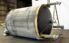Used Custom Metalcraft Tank, 4,476 Gallon, 304 Stainless Steel, Vertical. Approximately 98” diameter x 120” straight side, dished top and bottom. Rated atmospheric at 210 degrees F.  Off center top e...