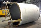 Used Custom Metalcraft Tank, 4,476 Gallon, 304 Stainless Steel, Vertical. Approximately 98” diameter x 120” straight side, dished top and bottom. Rated atmospheric at 210 degrees F.  Off center top e...