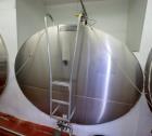 Used Dari-Kool 3,000 Gal. Stainless Steel Horizontal Jacketed Tank, with Vertical Agitation, CIP Spray Ball, and Air Valve, with Stainless Steel Exterior.