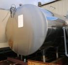 Used Dari-Kool 3,000 Gal. Stainless Steel Horizontal Jacketed Tank, with Vertical Agitation, CIP Spray Ball, and Air Valve, with Stainless Steel Exterior.