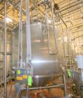 Used- Feldmeier Stainless Steel Single Wall Mix Tank, Approximate 1,500 Gallon, Vertical. Internal Tank Dims.  Approx. 92